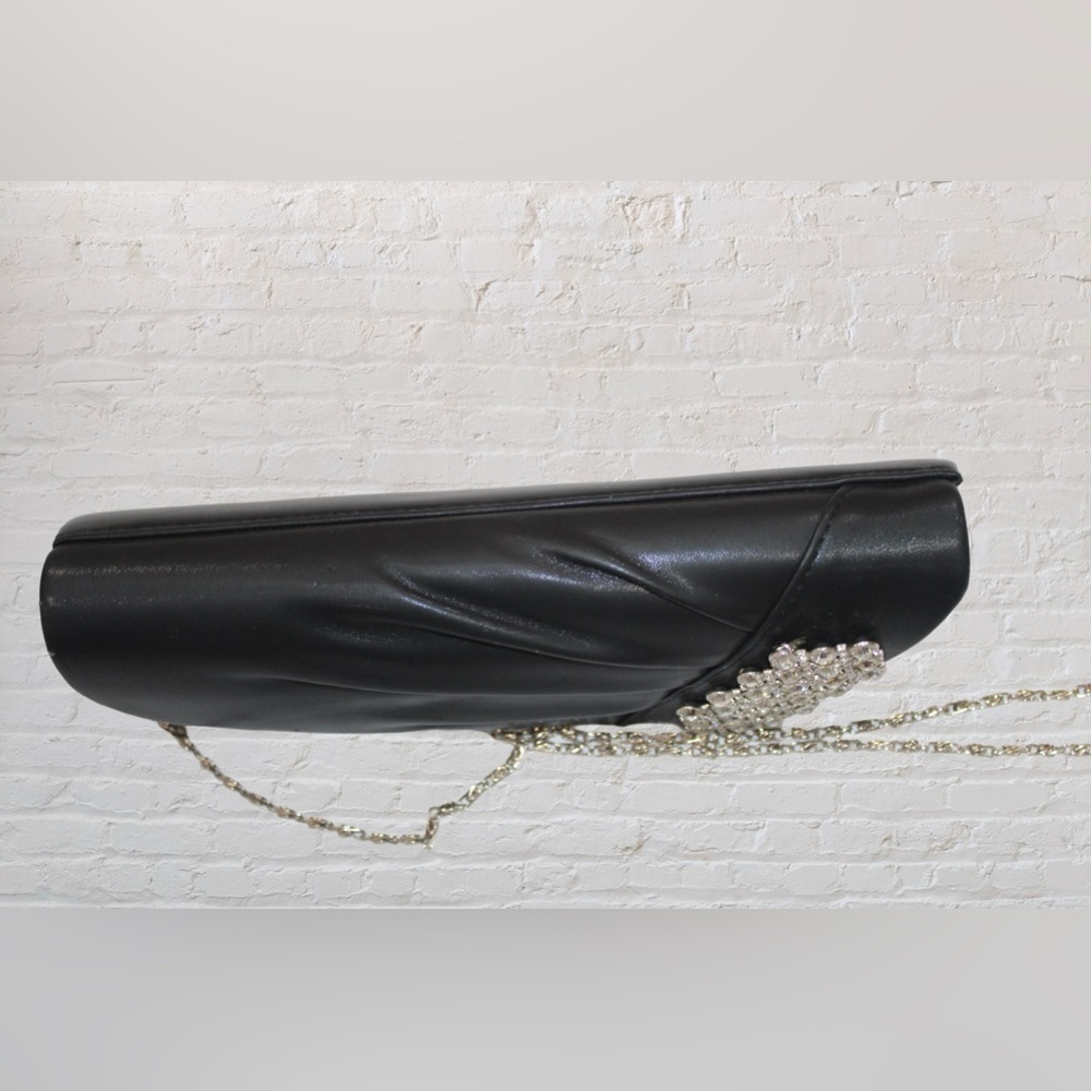 Black Leather Applique Evening Bag - Picture 5 of 6